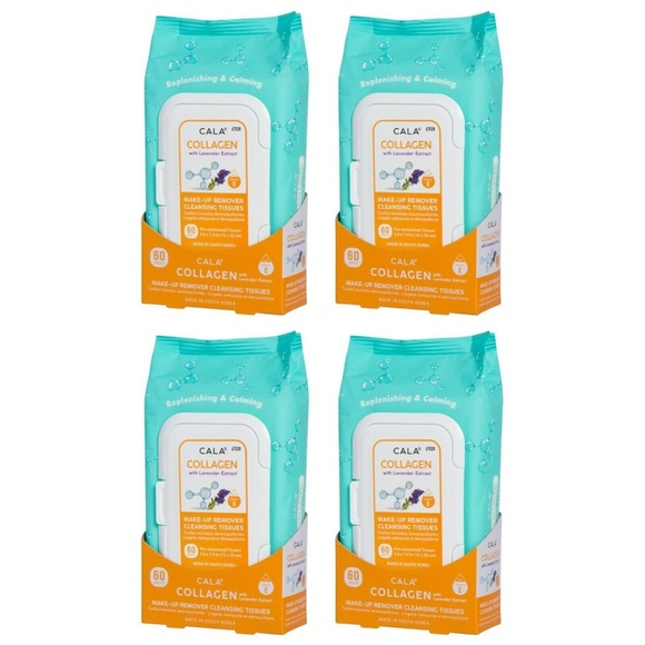 New 4pack Korean CALA Makeup Remover Cleansing Tissues Collagen 240 Sheets